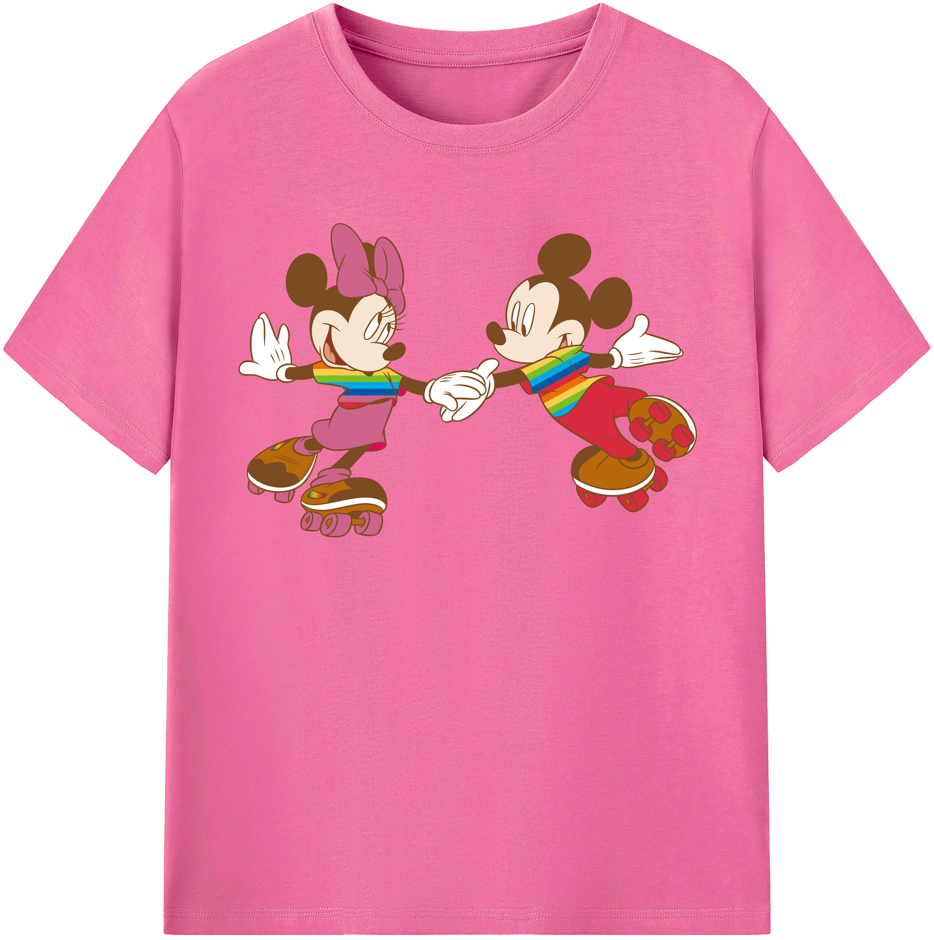 （画像用） ミッキーマウス Mickey Mouse レディースカジュアルプリントTシャツ（綿100％）